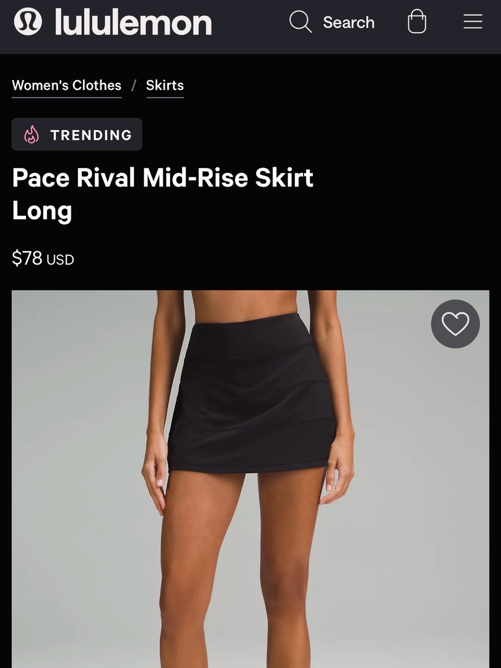 lululemon athletica Black Athletic Mini Skort